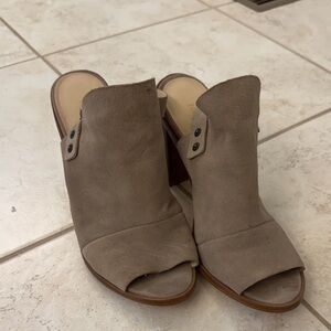 Nine West Taupe Suede Open-Toe Mules